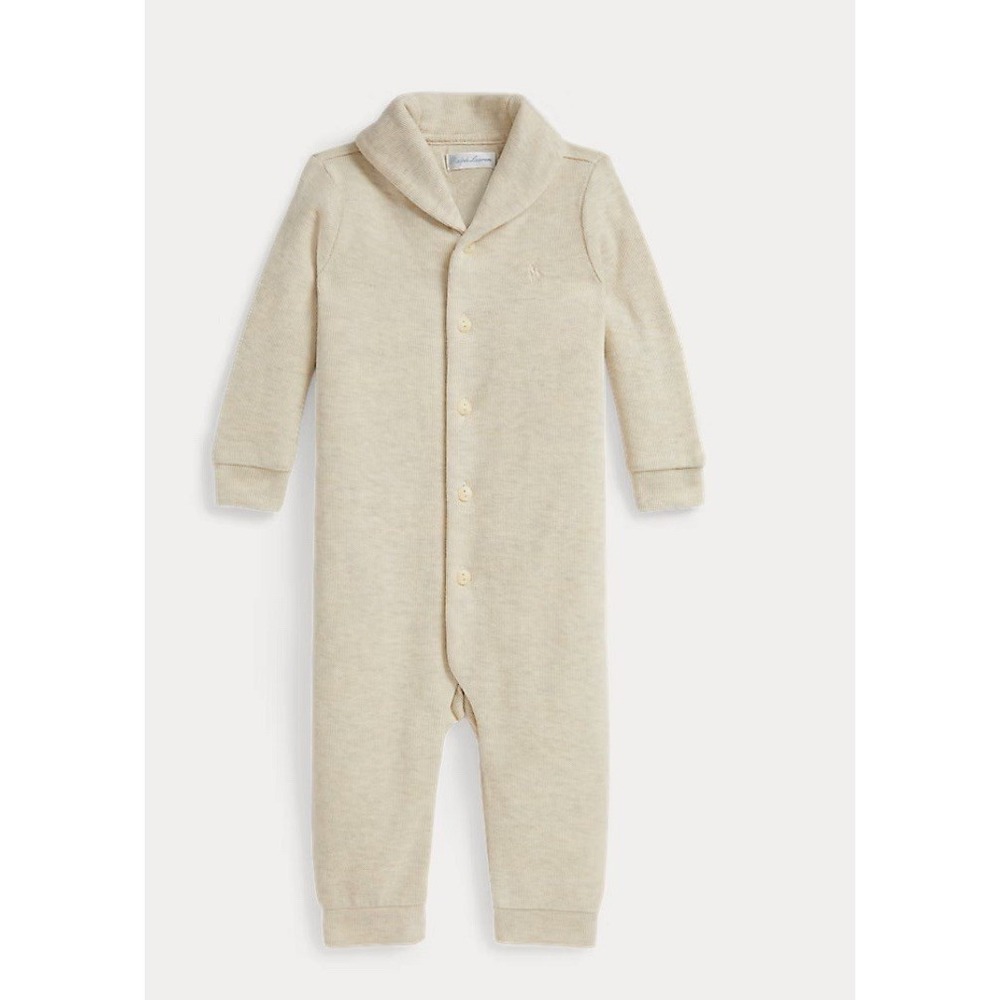 Polo by Ralph Lauren Cream Shawl Collar Button Romper